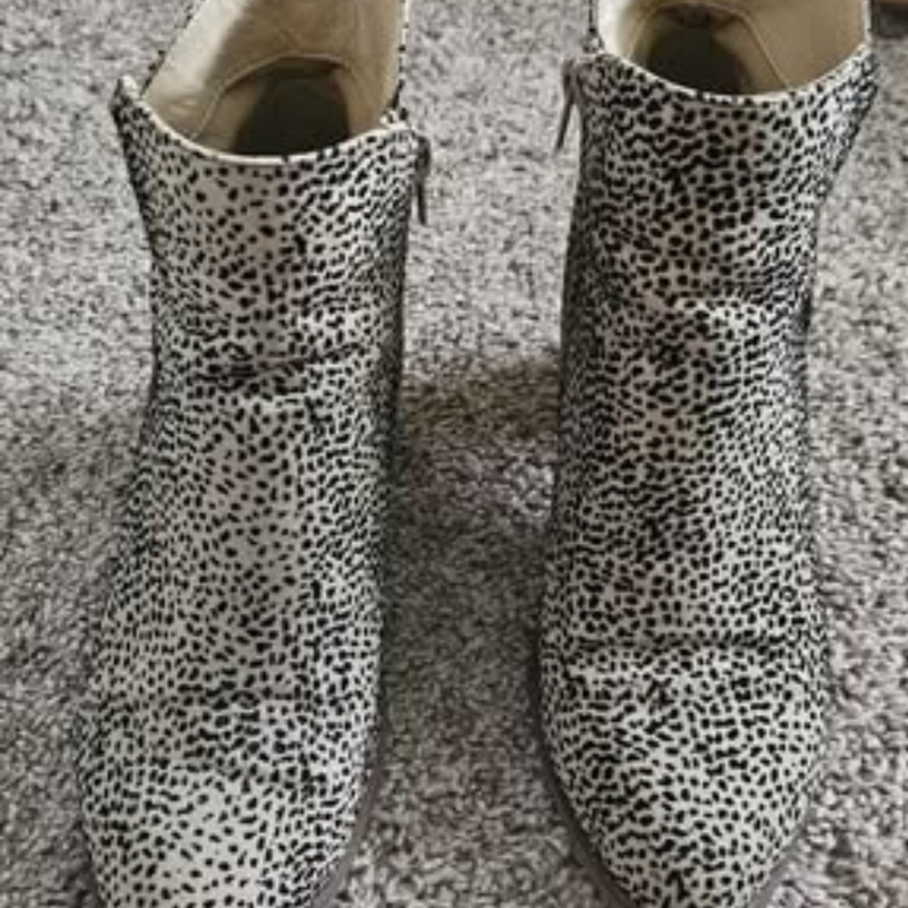 Spotted Ankle Boots - Black and White